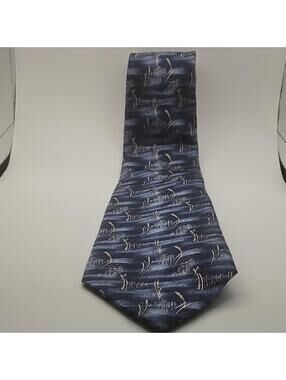Pierre Cardin Men's 100% Silk Woven Abstract Pointed Tie Blue Gold    0158